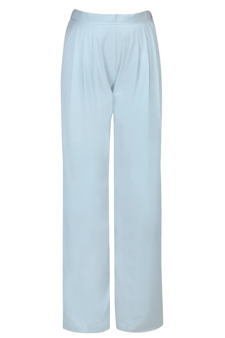 Light Blue Flared Wide Leg Pants by Aruni