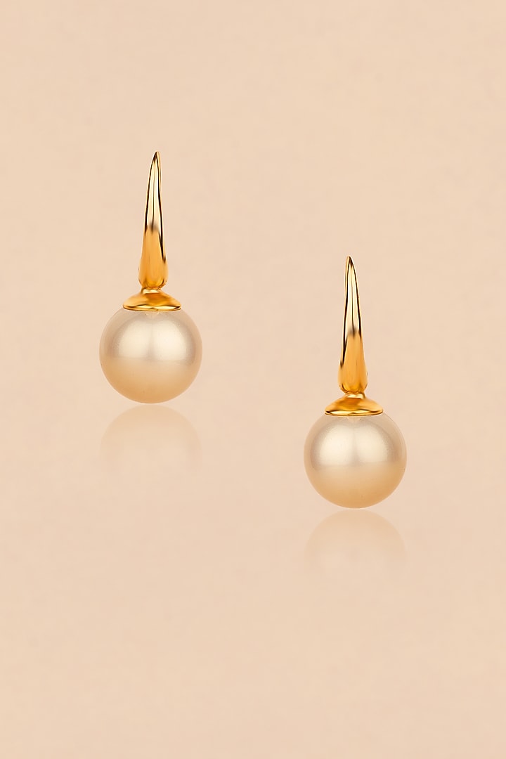 Gold Plated Freshwater Pearl Hoop Earrings by Anjali Jain Jewellery at Pernia's Pop Up Shop