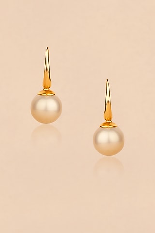 Gold Plated Freshwater Pearl Hoop Earrings by Anjali Jain Jewellery