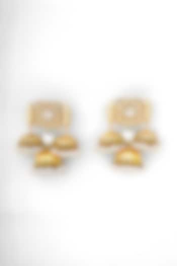 Gold Plated Kundan Polki Jhumka Earrings by Anjali Jain Jewellery at Pernia's Pop Up Shop