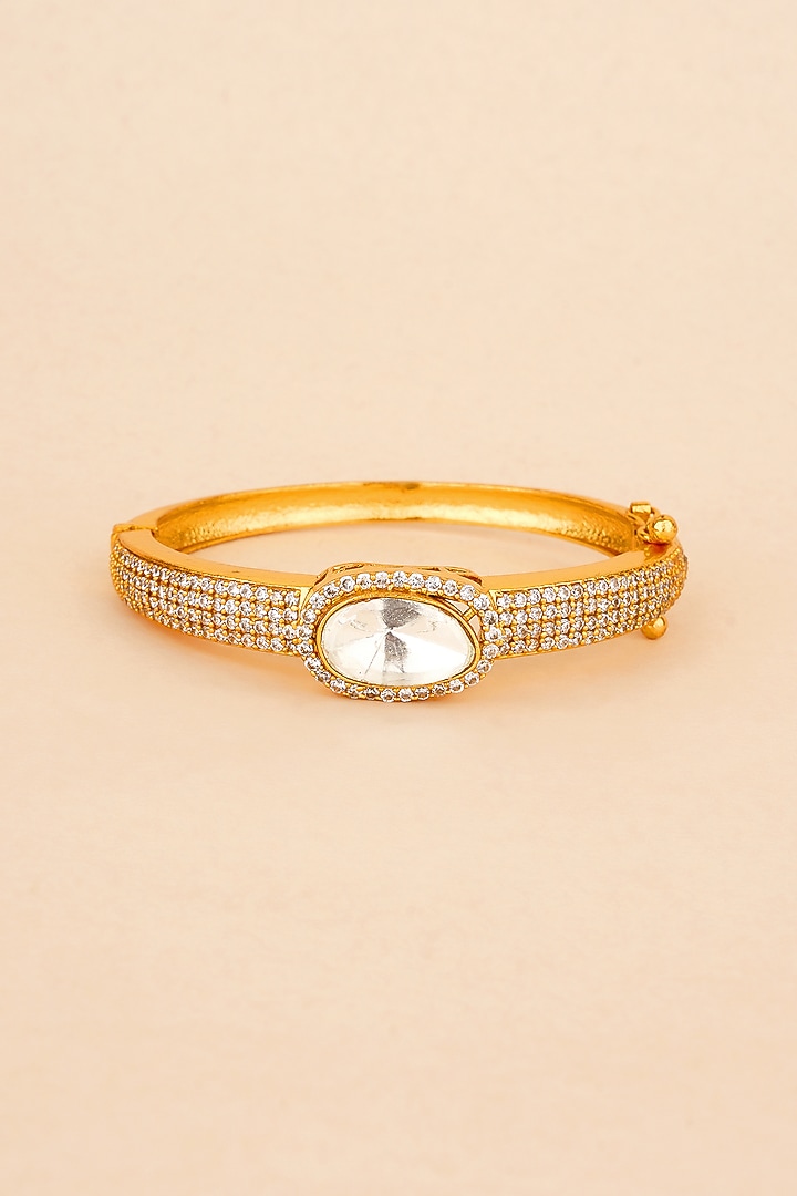 Gold Plated Kundan Polki Bracelet by Anjali Jain Jewellery at Pernia's Pop Up Shop