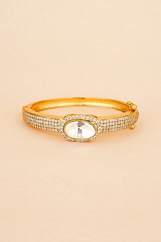 Gold Plated Kundan Polki Bracelet by Anjali Jain Jewellery