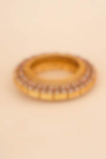 Gold Plated Red & Green Stone Bracelet by Anjali Jain Jewellery at Pernia's Pop Up Shop