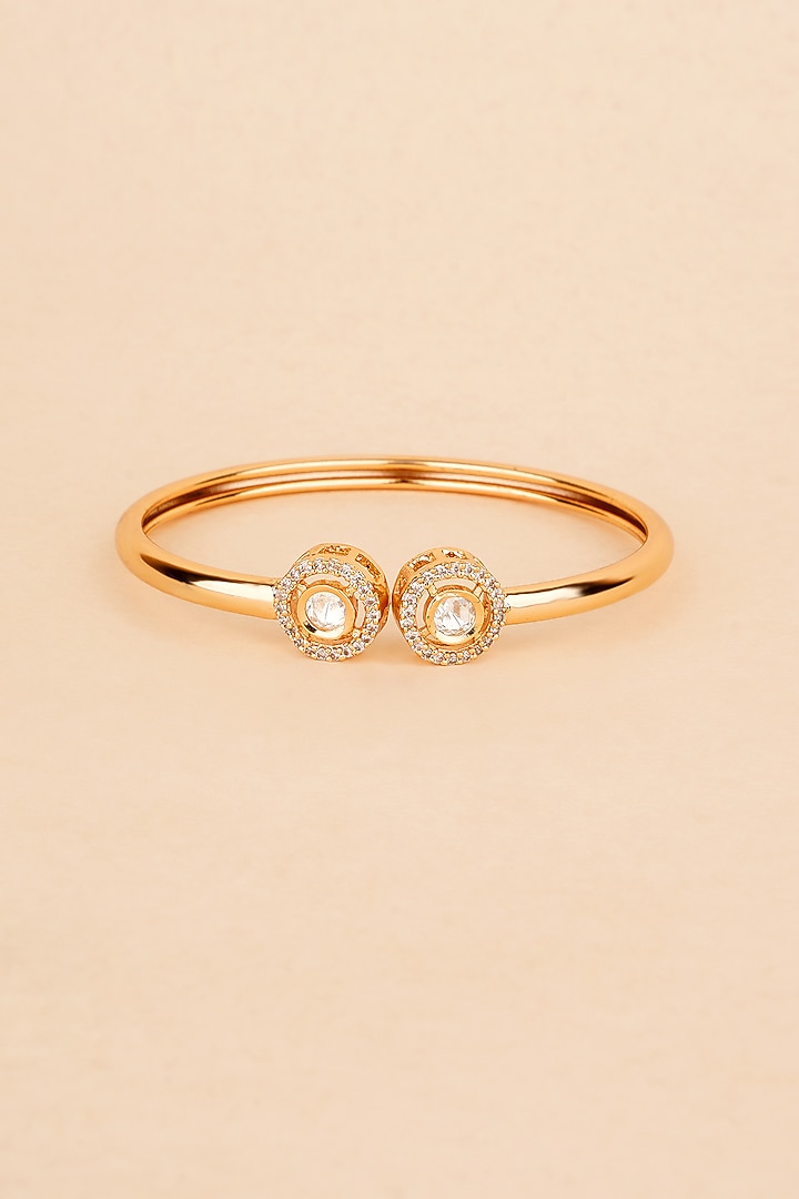 Gold Plated Kundan Polki Cuff by Anjali Jain Jewellery at Pernia's Pop Up Shop
