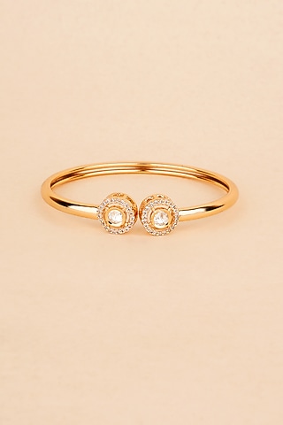 Gold Plated Kundan Polki Cuff by Anjali Jain Jewellery