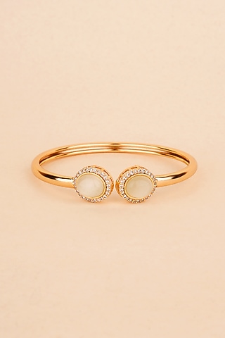 Gold Plated Kundan Polki Cuff by Anjali Jain Jewellery