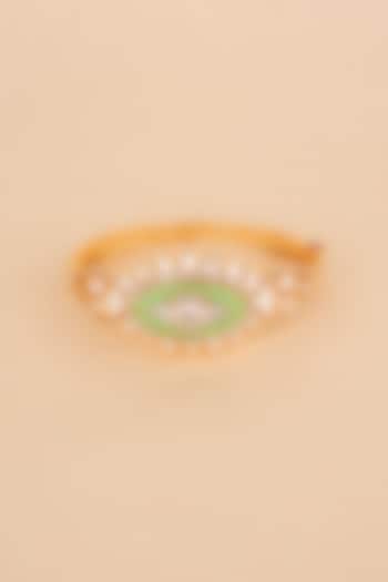 Gold Plated Kundan Polki & Green Stone Bracelet by Anjali Jain Jewellery at Pernia's Pop Up Shop