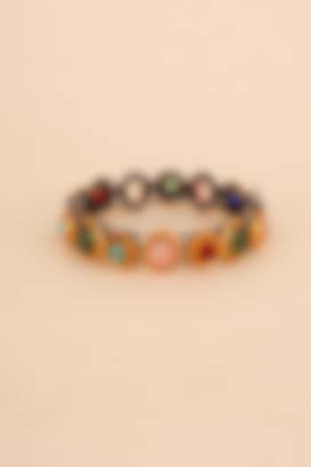 Gold Plated Navratna Stone Bangle by Anjali Jain Jewellery at Pernia's Pop Up Shop