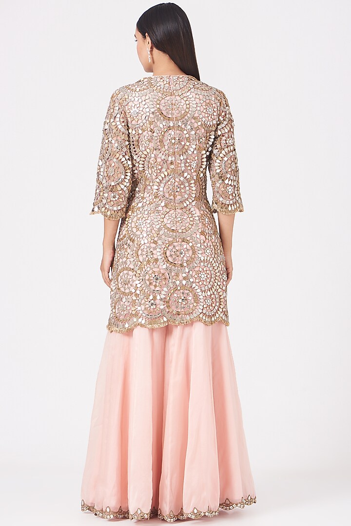 Blush Pink Organza Silk Bridal Sharara Set by Anand Kabra at Pernia's Pop Up Shop