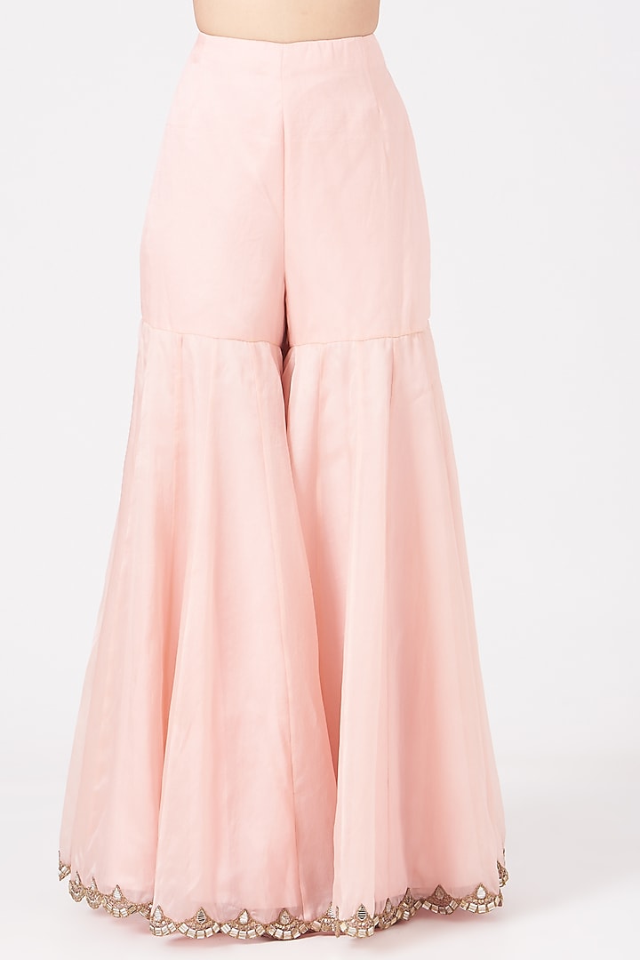 Blush Pink Organza Silk Bridal Sharara Set by Anand Kabra at Pernia's Pop Up Shop