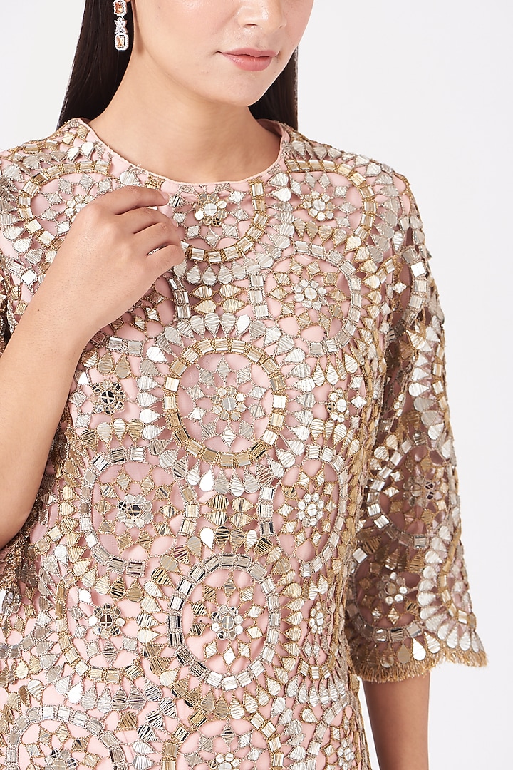 Blush Pink Organza Silk Bridal Sharara Set by Anand Kabra at Pernia's Pop Up Shop