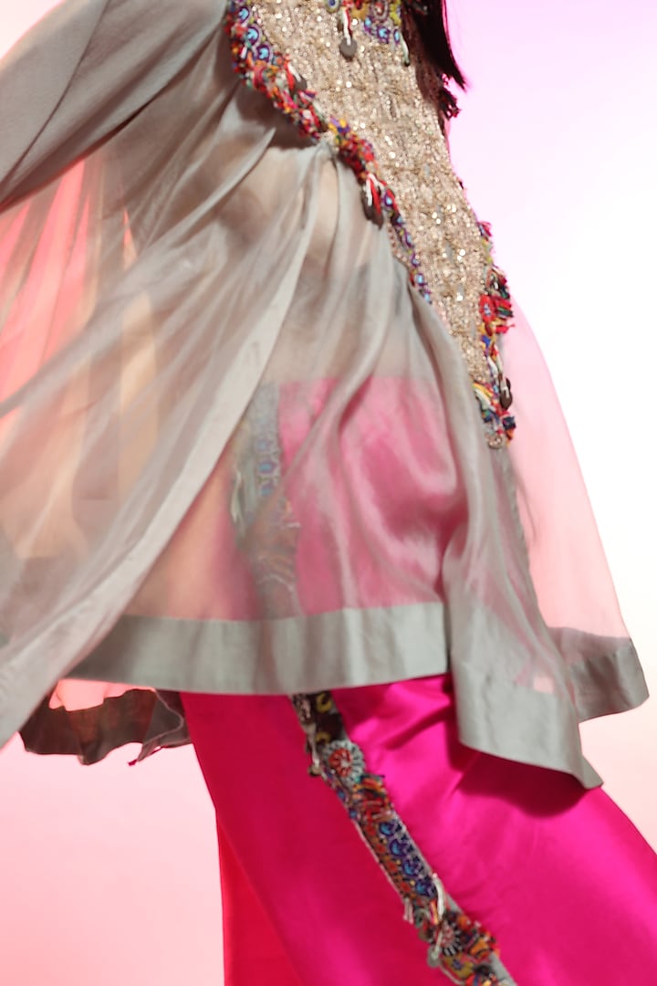 Grey Jaal Embroidered Tunic by Anamika Khanna at Pernia's Pop Up Shop