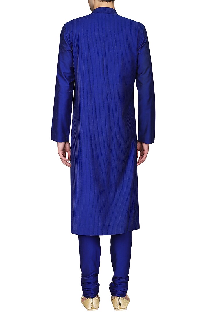 Royal blue pleats kurta with churidar pants available only at Pernia's Pop Up Shop.