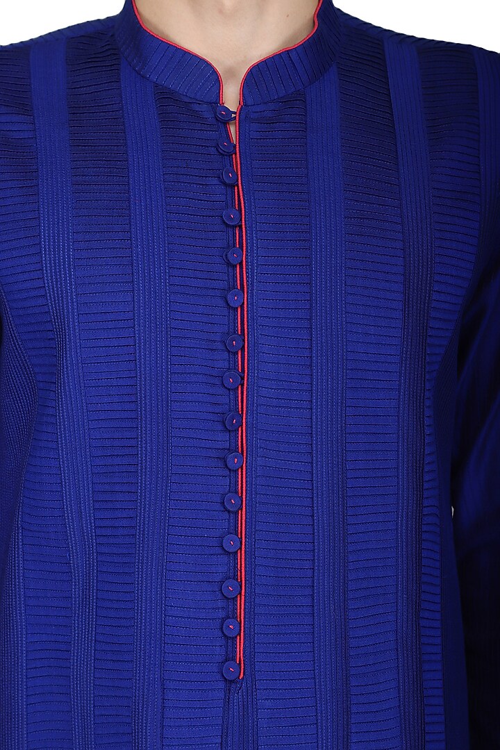 Royal blue pleats kurta with churidar pants available only at Pernia's Pop Up Shop.