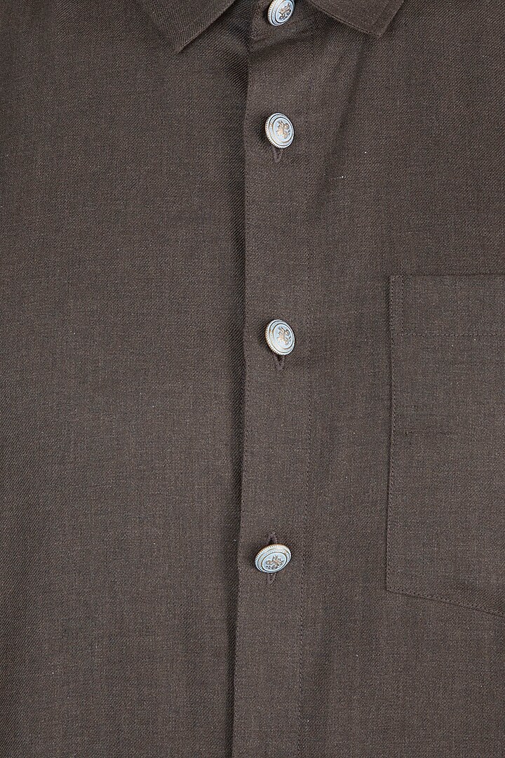 Brown Cotton Pleated Pant Set by Ananke at Pernia's Pop Up Shop