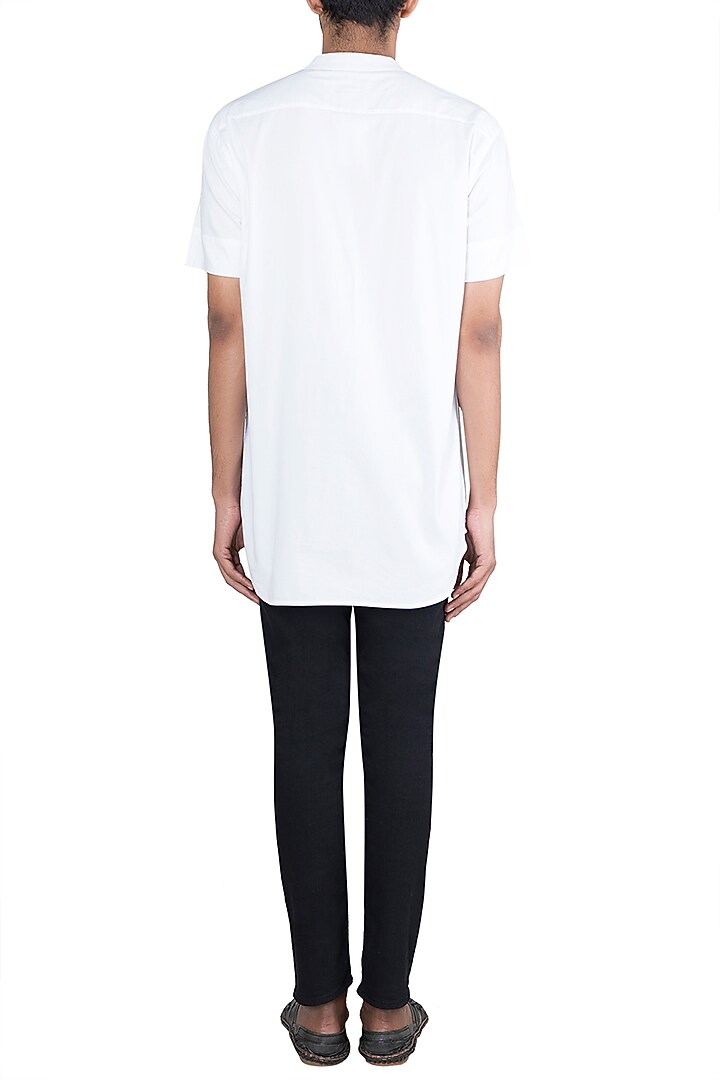 White Short Sleeves Party Wear Shirt by Ananke at Pernia's Pop Up Shop