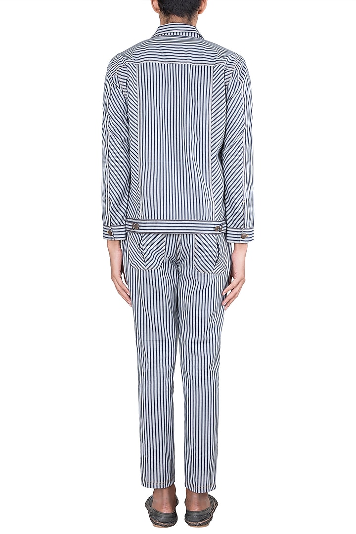White & Black Striped Bomber Jacket by Ananke at Pernia's Pop Up Shop