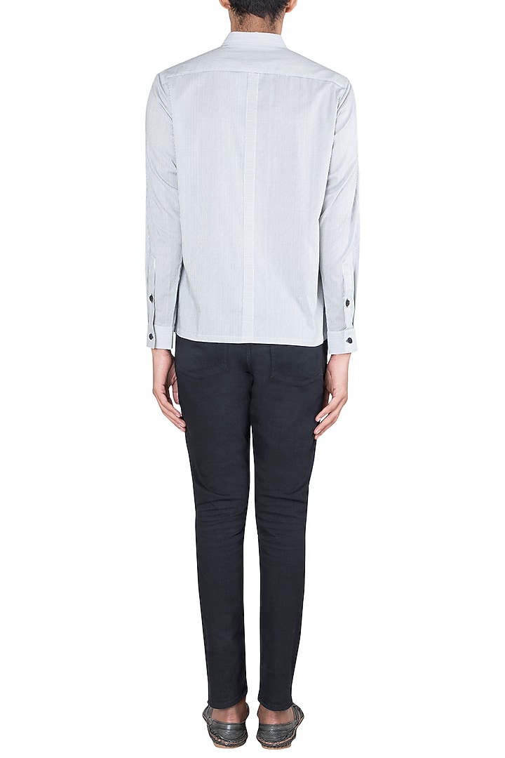 Black & White Striped Party Wear Shirt by Ananke at Pernia's Pop Up Shop