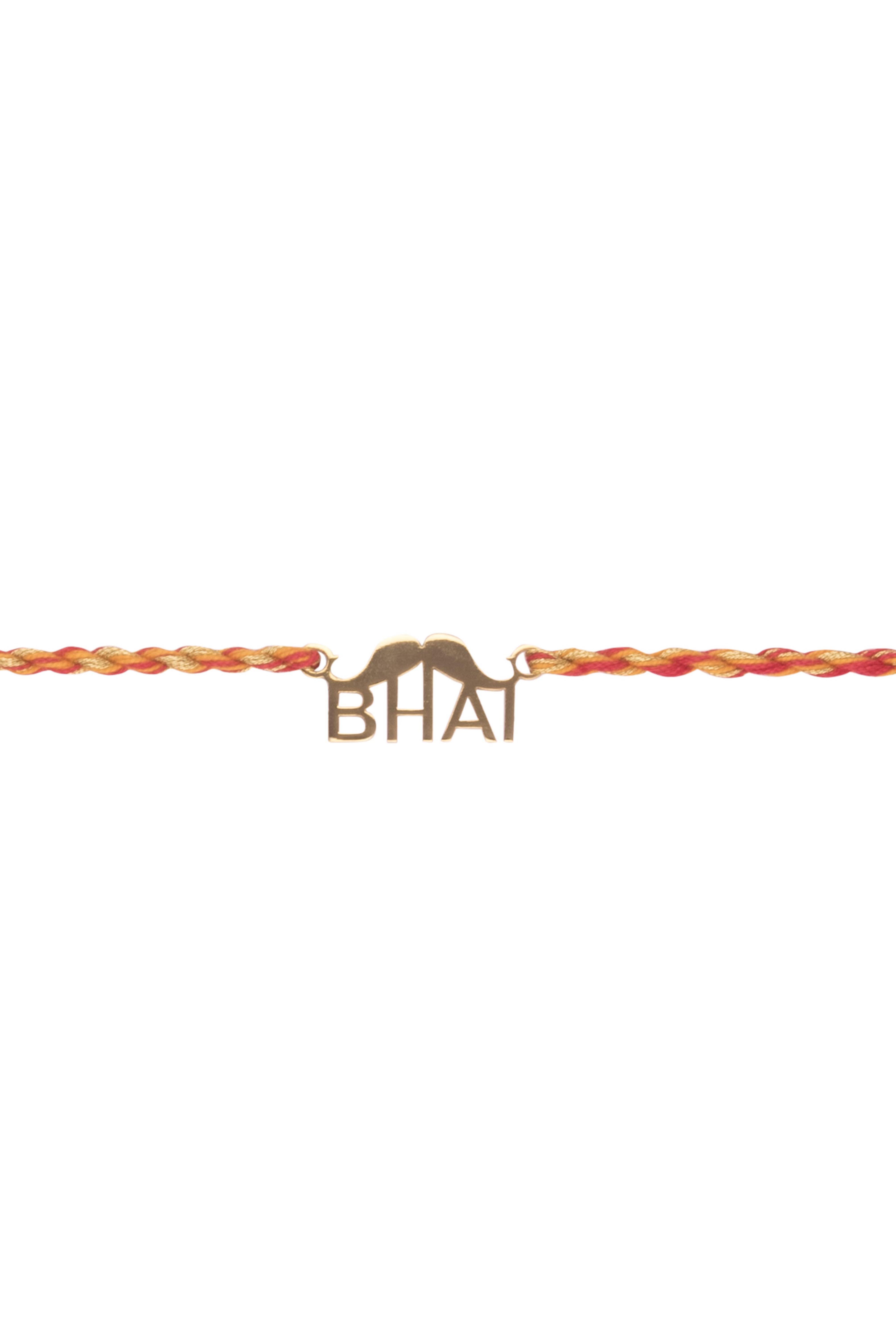 Gold Plated Red With Golden Thread Rakhi by Anaqa