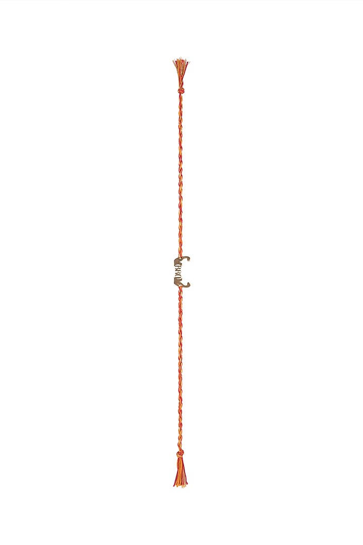 Gold Plated Rakhi With Red & Golden Thread by Anaqa at Pernia's Pop Up Shop
