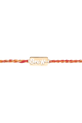 Gold Plated Red & Golden Thread Rakhi by Anaqa