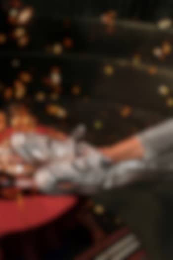 Blue Denim Embroidered Sneakers by Anaar at Pernia's Pop Up Shop