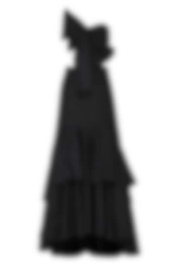 Black Bow Blouse with Ruffle Lehenga Skirt by Ank by Amrit Kaur