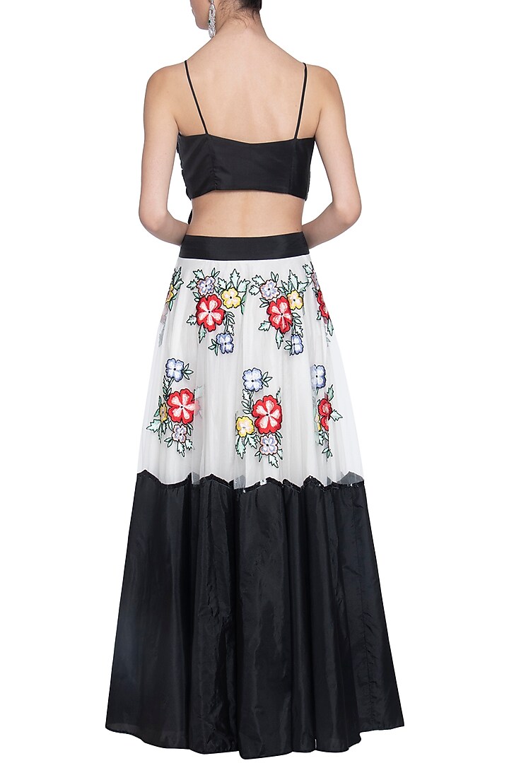Black and white embroidered lehenga set available only at Pernia's Pop Up Shop.