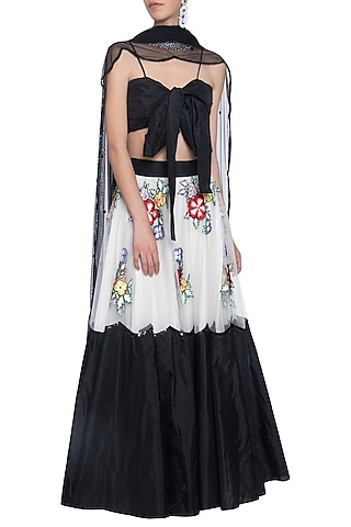 Black and white embroidered lehenga set by ANK BY AMRIT KAUR