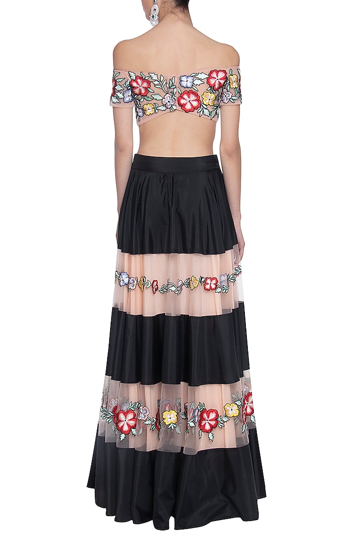 Pink and black embroidered lehenga set available only at Pernia's Pop Up Shop.