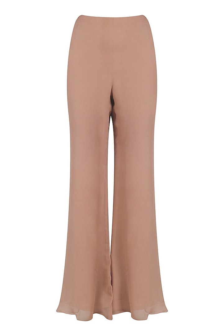 Beige floral embroidered kurta and palazzo pants set available only at Pernia's Pop Up Shop.