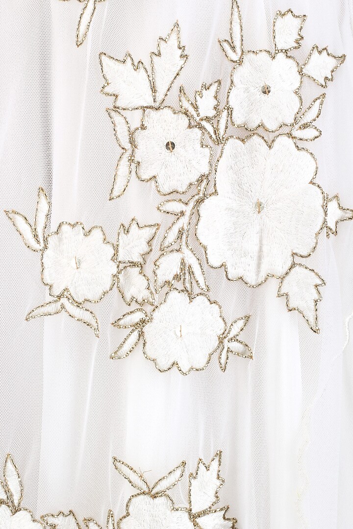 Off white floral embroidered blouse and palazzo pants set available only at Pernia's Pop Up Shop.