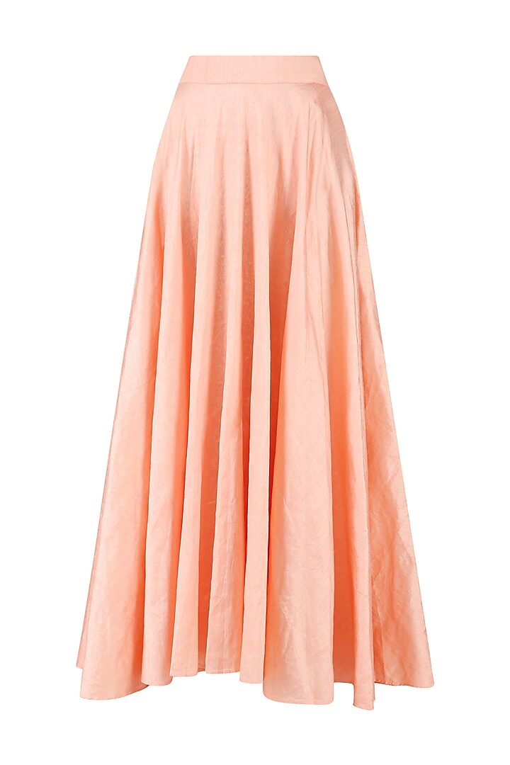 Pink off shoulder embroidered flared crop top and skirt set available only at Pernia's Pop Up Shop.