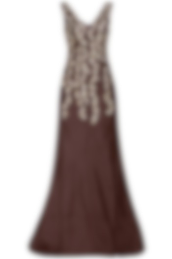 Marsala red floral embroidered gown available only at Pernia's Pop Up Shop.