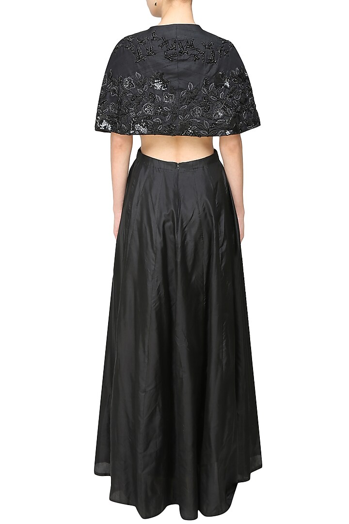 Ank by Amrit Kaur presents Black embroidered cape and dress available only at Pernia's Pop Up Shop.