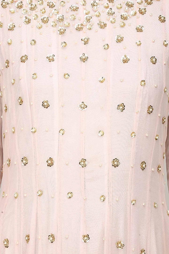 Ank by Amrit Kaur presents Pink pearls and sequins embroidered anarkali set available only at Pernia's Pop Up Shop.