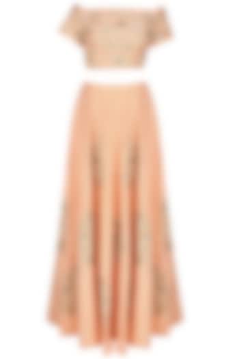 Ank by Amrit Kaur presents Peach embroidered lehenga set available only at Pernia's Pop Up Shop.