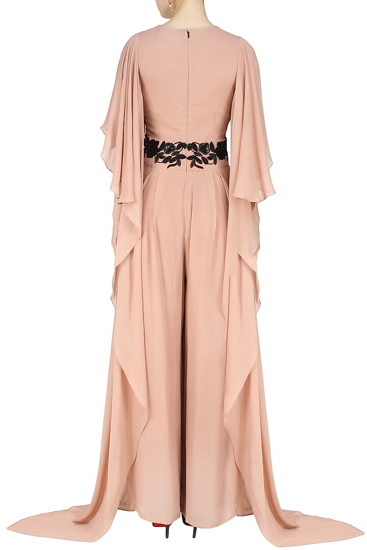 Ank by Amrit Kaur presents Blush and black ruffle wing sleeves jumpsuit available only at Pernia's Pop Up Shop.