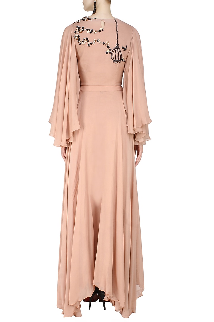 Ank by Amrit Kaur presents Peach blush winged sleeves blouse and lehenga set available only at Pernia's Pop Up Shop.