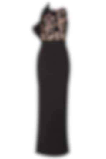 Ank by Amrit Kaur presents Black and dusty rose ruffle dress available only at Pernia's Pop Up Shop.