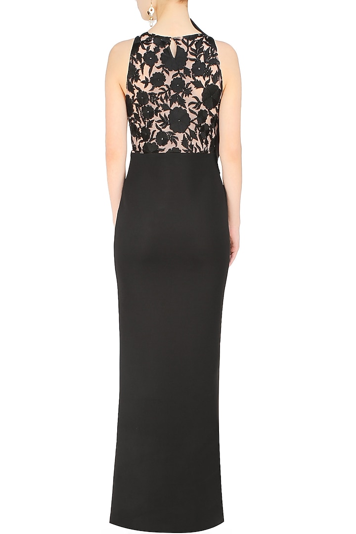 Ank by Amrit Kaur presents Black and dusty rose ruffle dress available only at Pernia's Pop Up Shop.