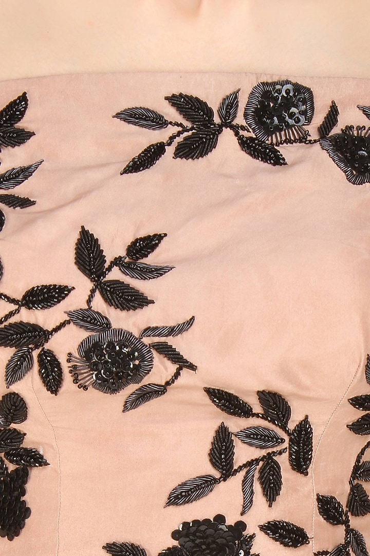 Ank by Amrit Kaur presents Dusty rose off shoulder wing sleeves embroidered blouse and lehenga set available only at Pernia's Pop Up Shop.