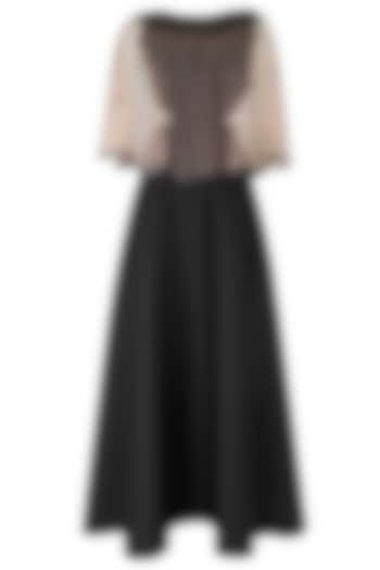 Ank by Amrit Kaur presents Blush sheer embroidered cape and black dress available only at Pernia's Pop Up Shop.