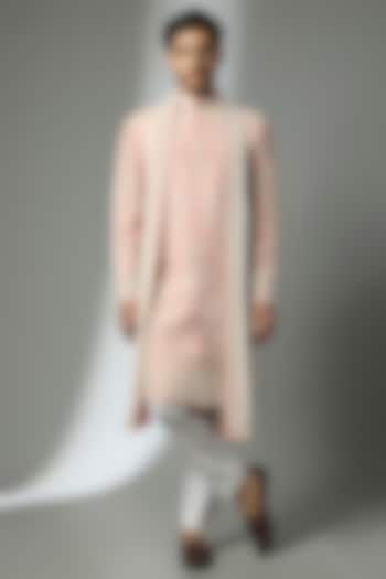 Dusty Rose Silk Groom Sherwani Set by Anushree Reddy Men at Pernia's Pop Up Shop