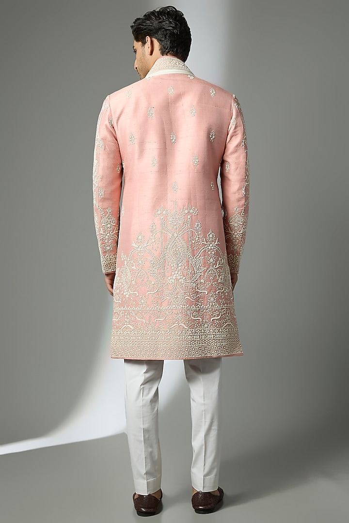 Dusty Rose Silk Groom Sherwani Set by Anushree Reddy Men at Pernia's Pop Up Shop