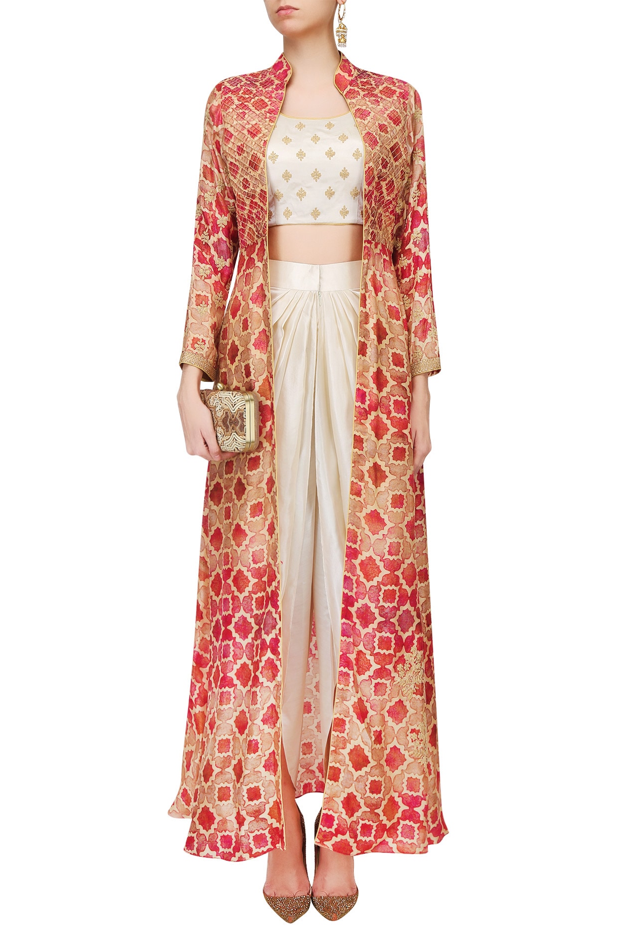 Stylish Embroidered Sleeveless Crop Top Style Kurta with Plain Dhoti P –  Dilutee India