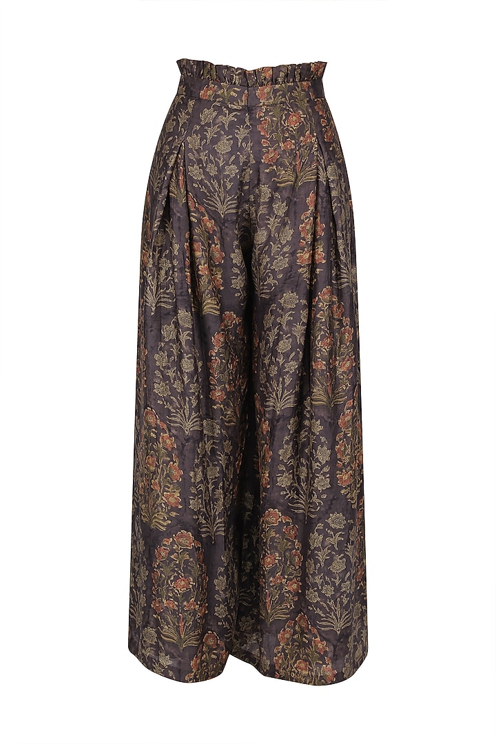 Beige crop top, ajrakh pallazo pants and jacket set available only at Pernia's Pop Up Shop.