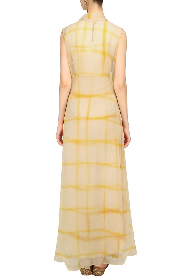 Beige and yellow cowl dress and jacket set available only at Pernia's Pop Up Shop.