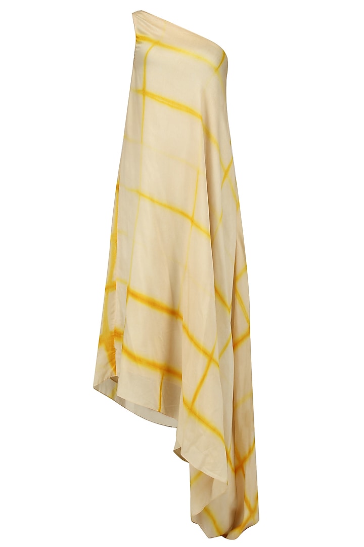 Beige and yellow one shoulder top and jacket set available only at Pernia's Pop Up Shop.