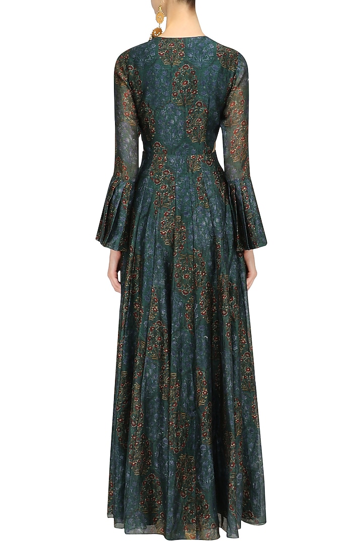 Green floral print side cut gown available only at Pernia's Pop Up Shop.